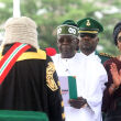 Bola Ahmed Tinubu being sworn in as Nigeria president as his wife looks on.<br />If it is an African country growing even larger as of many tribes, it is high time it broke up into several competent African Tribal States.<br />Why grow a bigger family of Nigerian people all the way to African Unity of over 100 tribal countries when you cannot even try to properly look after an initial smaller family that you began with? This is another of the many African Republican Presidents talking lots of hot air!