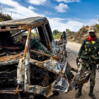 The war of Uganda that has invaded the country of the Republic of the Congo, is getting worse for both countries.<br />The military vehicle of the Uganda army destroyed by the armed rebels of the Congo.