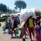 Congolese refuges arriving at Bunagana border post on November 8, 2021. PHOTO BY ROBERT MUHEREZA